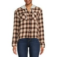 Time And Tru Women's Crop Hooded Flannel