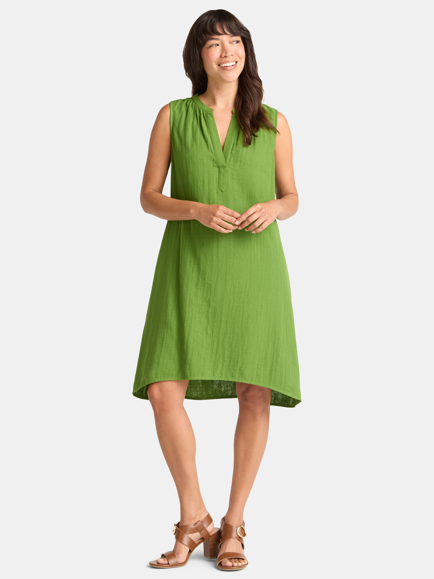 Time and Tru Women's Cotton Double Cloth Shift Dress, Sizes XS-XXXL