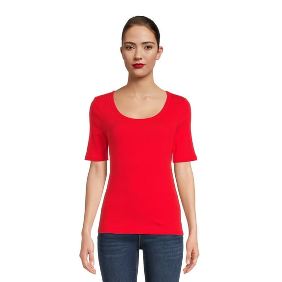 Time And Tru Women's Elbow Sleeve T-Shirt