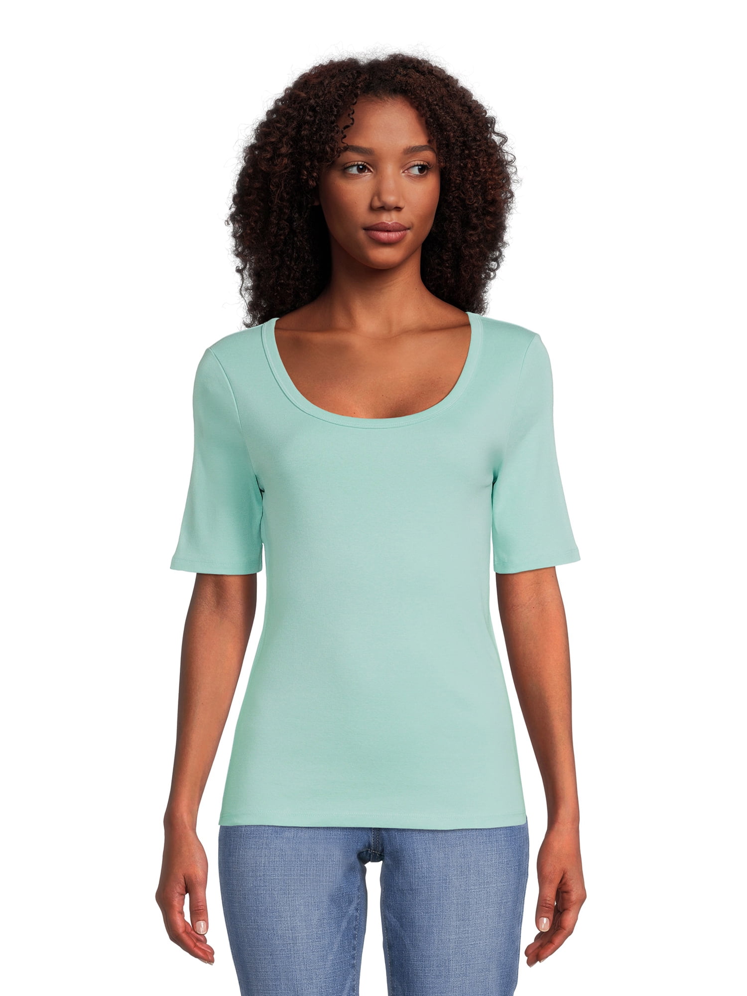T-shirt Donna Time And Tru Taglia M Scollo A Scoop - Floreale Cotone - Foto 3