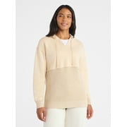 TIME AND TRU Women's and Women's Plus Fashion Mixed Media Hoodie, Sizes XS-4X