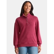 Time and Tru Women's Fashion Terry Snap Sweatshirt, Sizes XS-XXXL