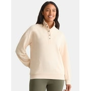 TIME AND TRU Women's Fashion Terry Snap Sweatshirt, Sizes XS-XXXL