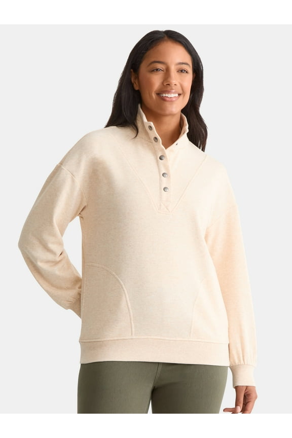 Women's Fashion Terry Snap Sweatshirt, Sizes XS-XXXL