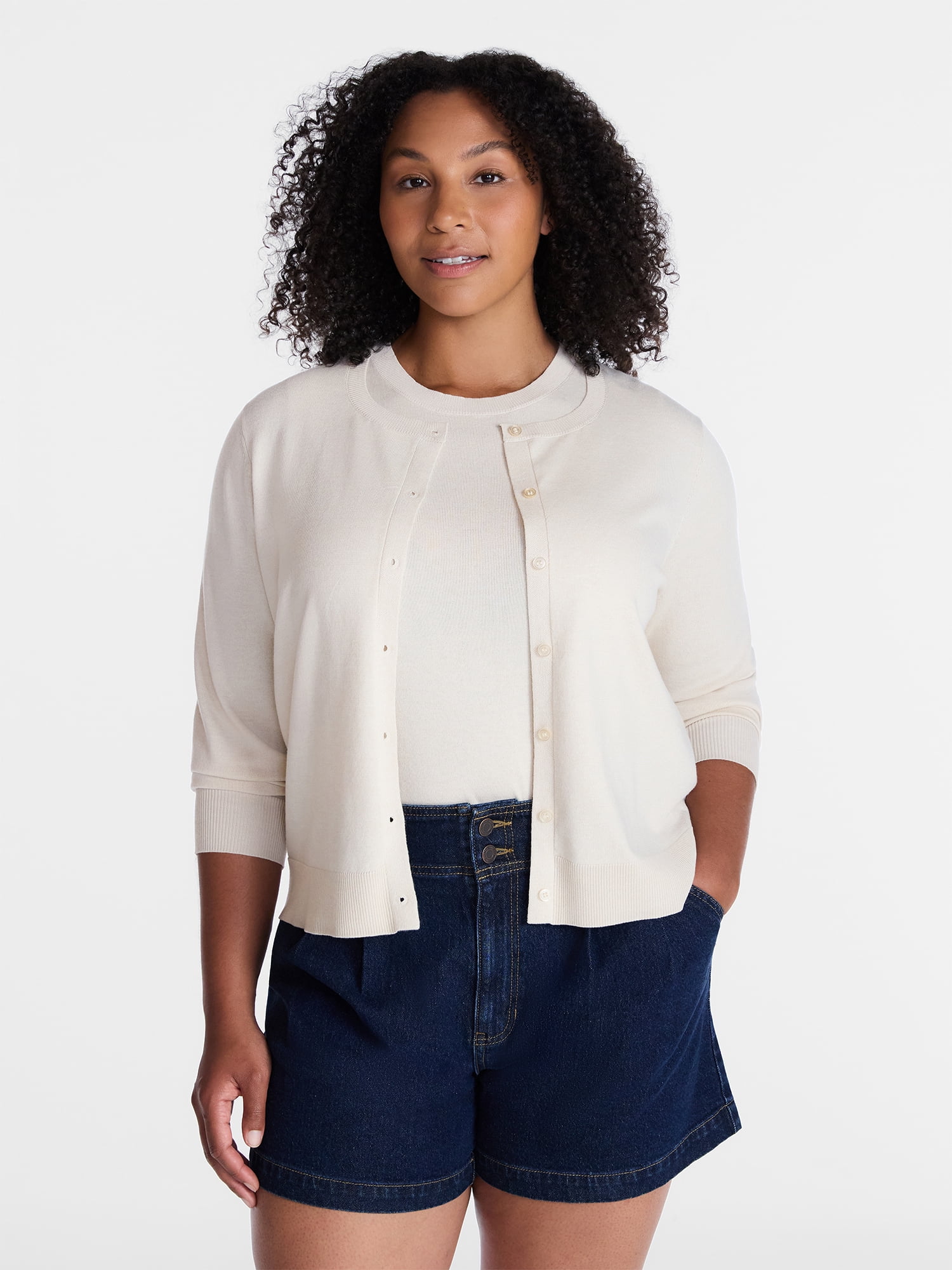 Time And Tru Women's Fine Gauge Cardigan Sweater, Lightweight, Sizes XS-XXXL