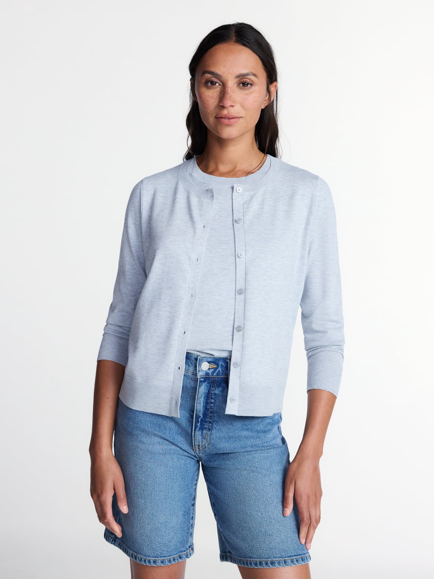 Time And Tru Women's Fine Gauge Cardigan Sweater, Lightweight, Sizes XS-XXXL