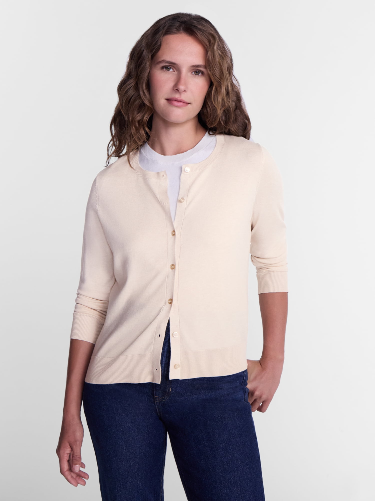 Time And Tru Women's Fine Gauge Cardigan Sweater, Lightweight, Sizes XS-XXXL