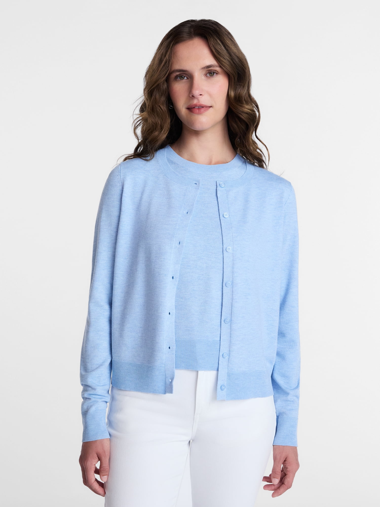 Time And Tru Women's Fine Gauge Cardigan Sweater, Lightweight, Sizes XS-XXXL