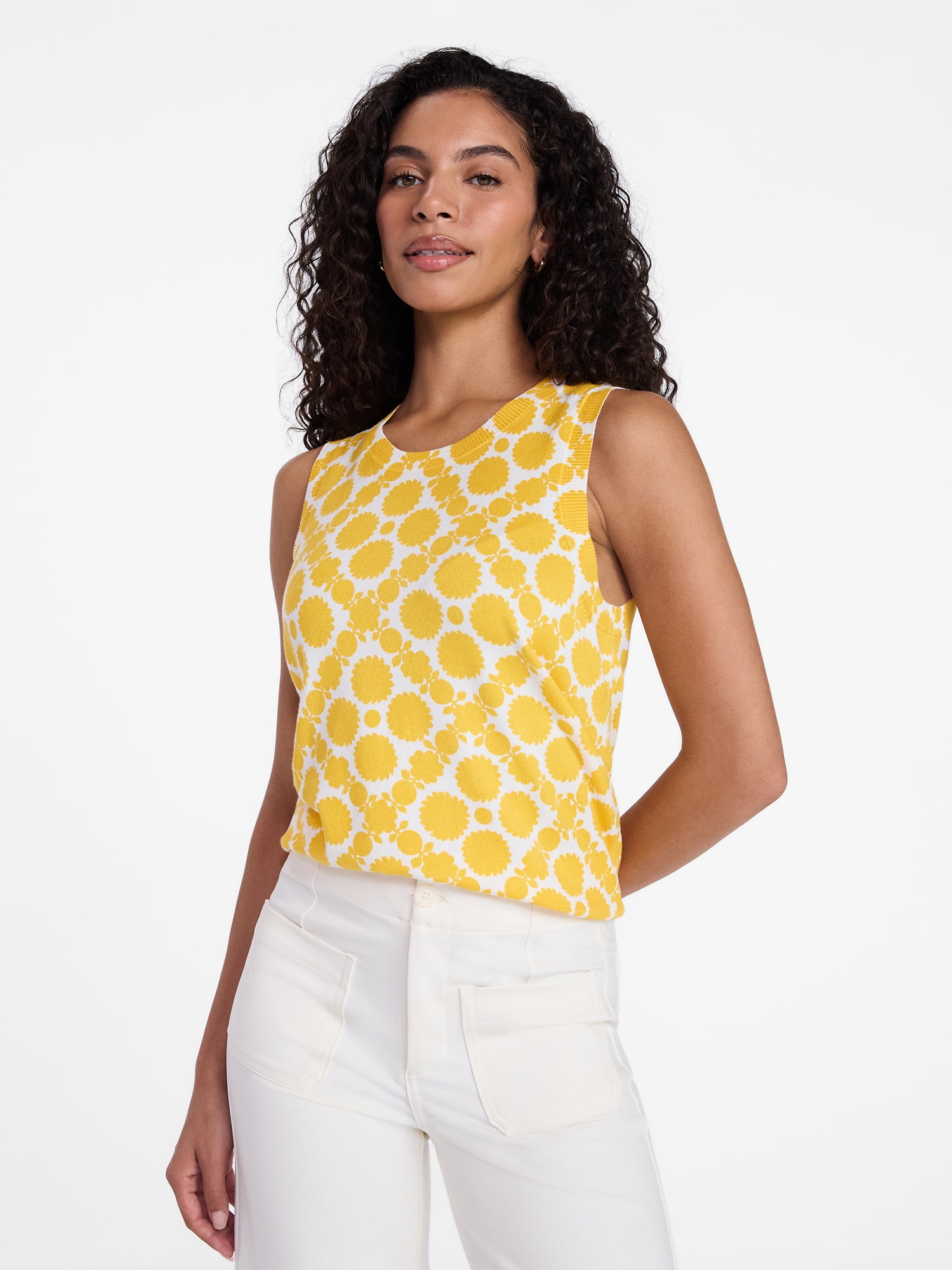 Time and Tru Women's Fine Gauge Sleeveless Sweater Shell, Lightweight, Sizes XS-XXXL
