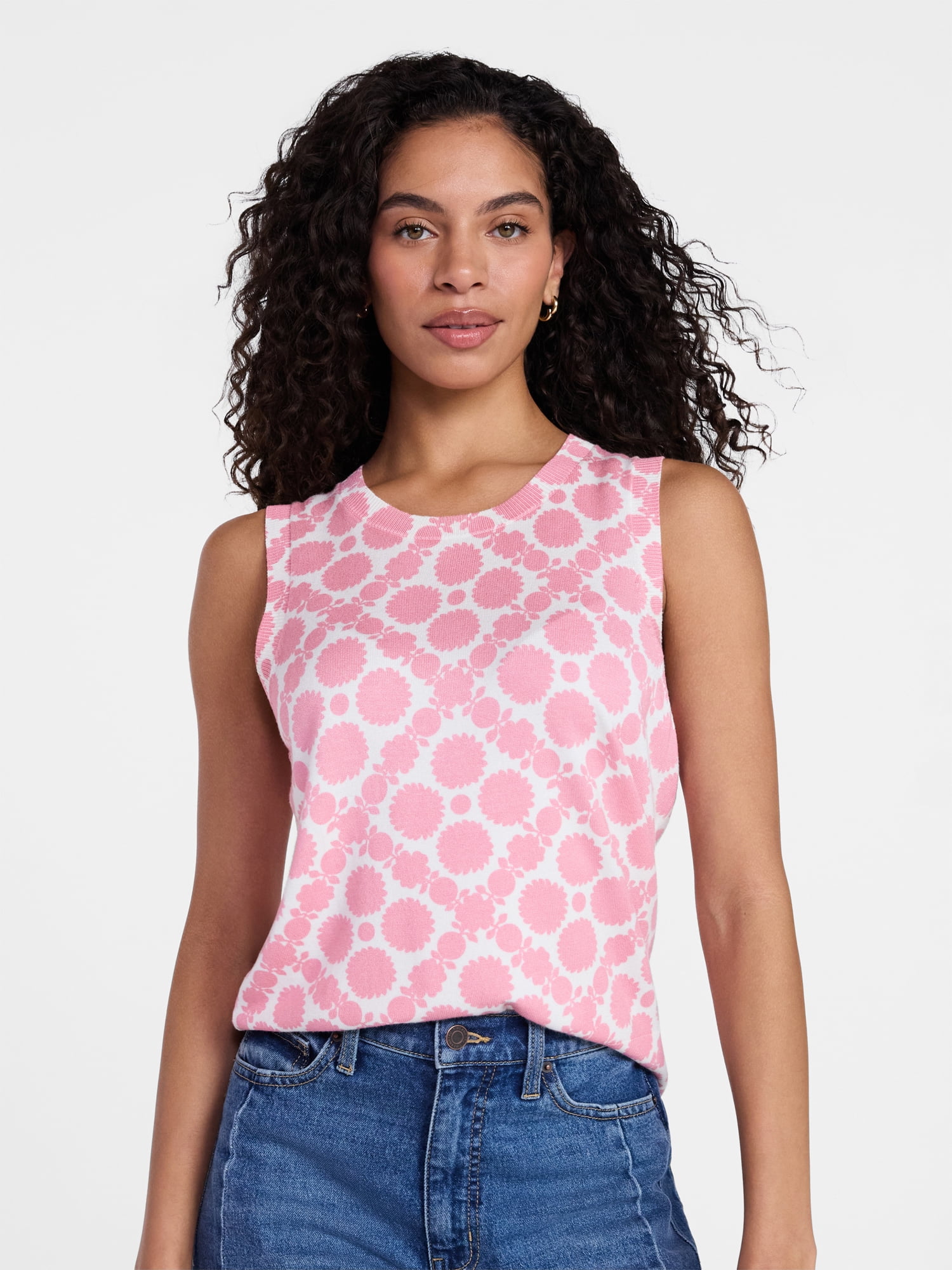 Time and Tru Women's Fine Gauge Sleeveless Sweater Shell, Lightweight ...