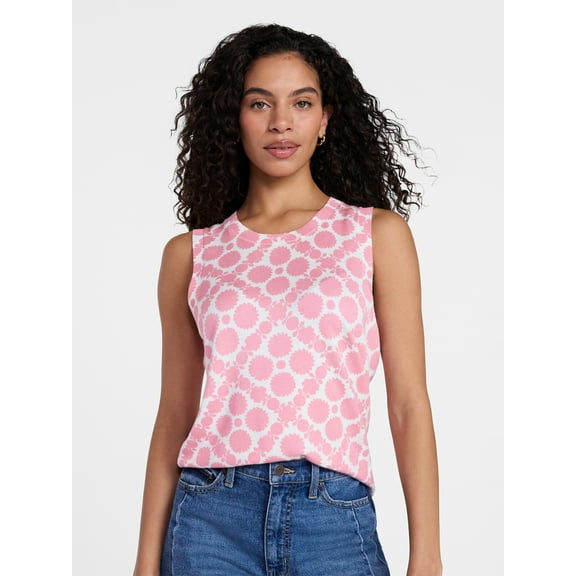 Time and Tru Women's Fine Gauge Sleeveless Sweater Shell, Lightweight, Sizes XS-XXXL