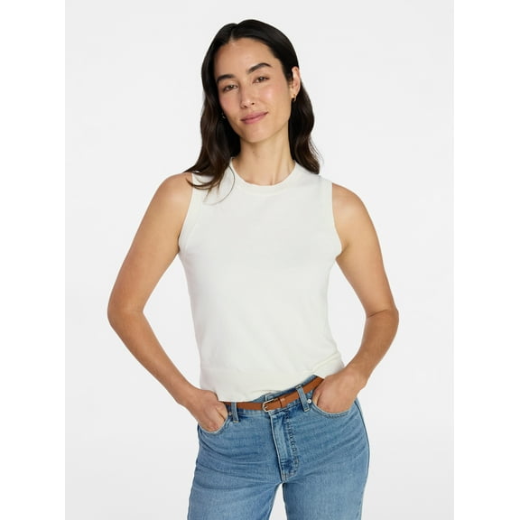 Time and Tru Women's Fine Gauge Sleeveless Sweater Shell, Lightweight, Sizes XS-XXXL