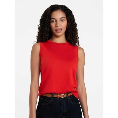 Women's Fine Gauge Sleeveless Sweater Shell, Lightweight, Sizes XS-XXXL