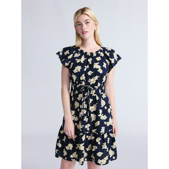 Time and Tru Women's Crewneck Mini Dress with Pockets, Sizes XS-3XL