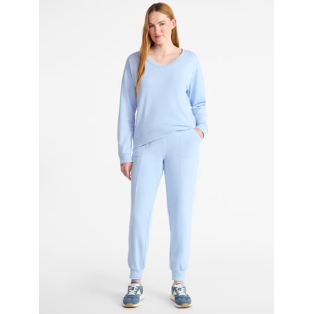 Time and Tru Women's and Women’s Plus French Terry Set, 2-Piece, Sizes XS-4X