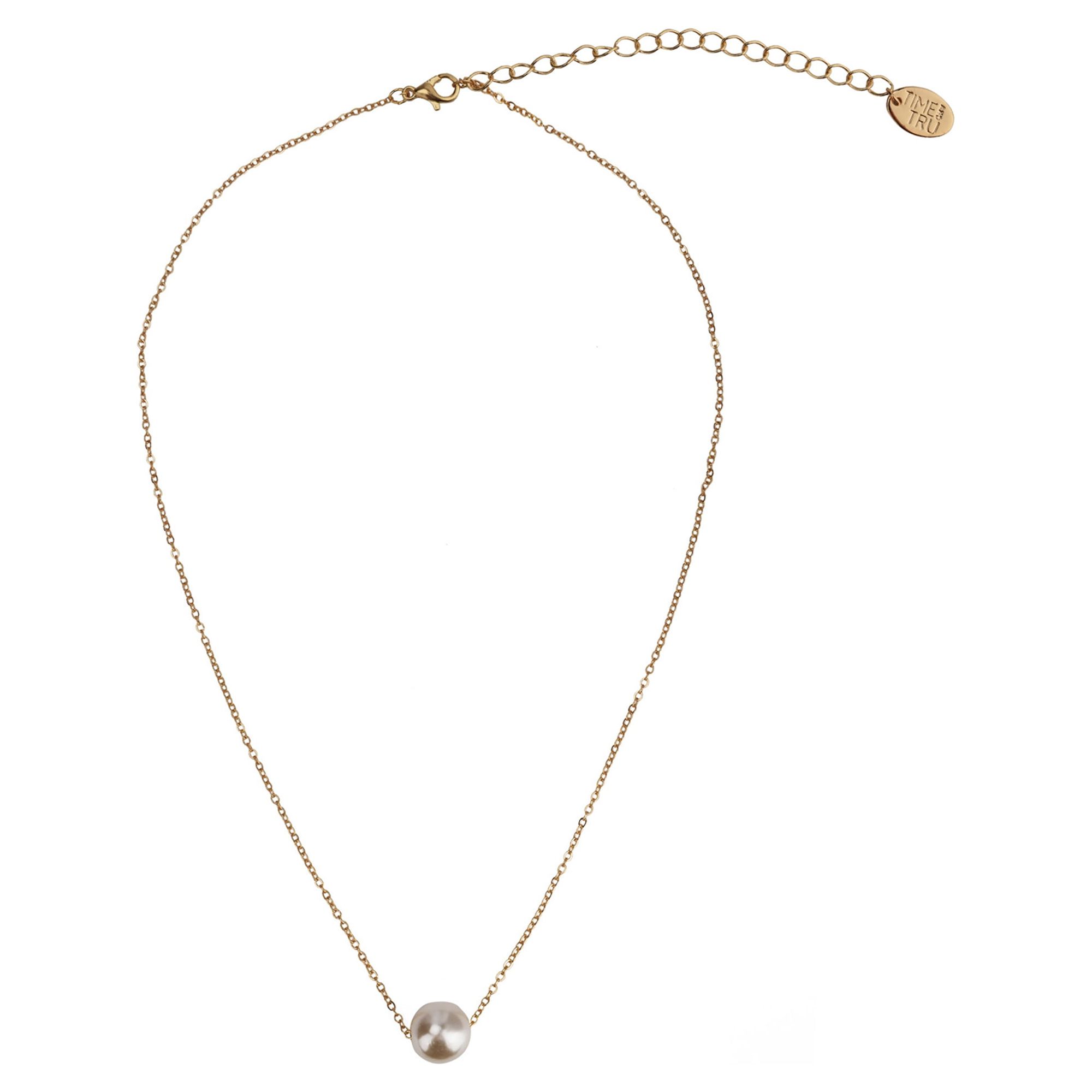 Time And Tru Women's Gold Tone Faux Pearl Ball Delicate Pendant