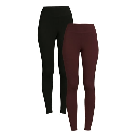 Time And Tru Women's High Rise Ankle Knit Leggings, 27" Inseam, Available in 2-Pack