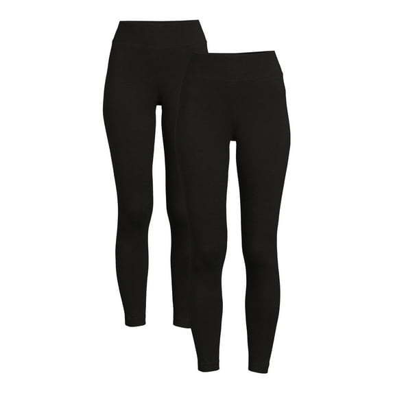 Time And Tru Women's High Rise Ankle Knit Leggings, 27" Inseam, Available in 2-Pack