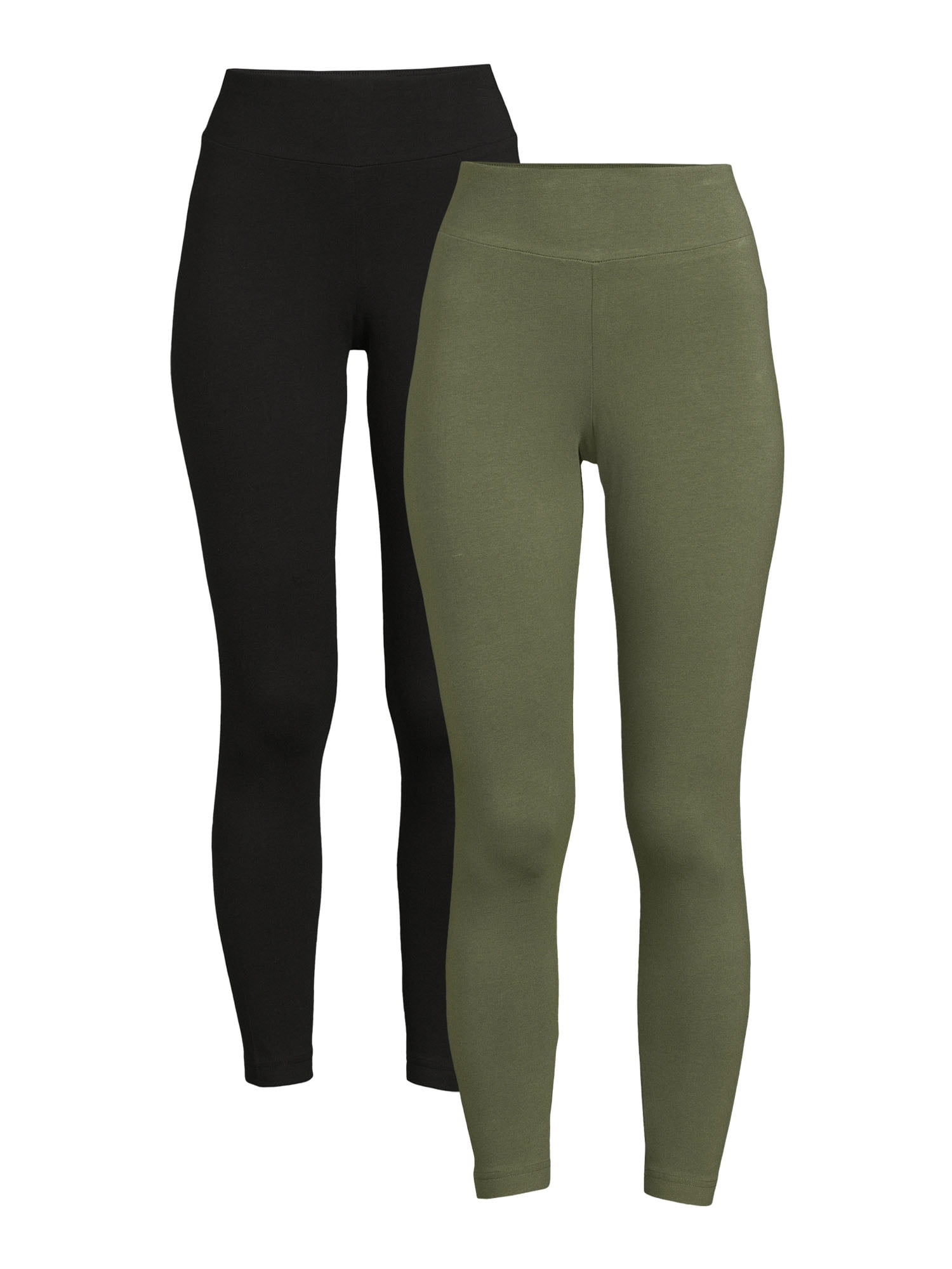 Time And Tru Women's High Rise Ankle Knit Leggings, 27" Inseam, Available in 2-Pack