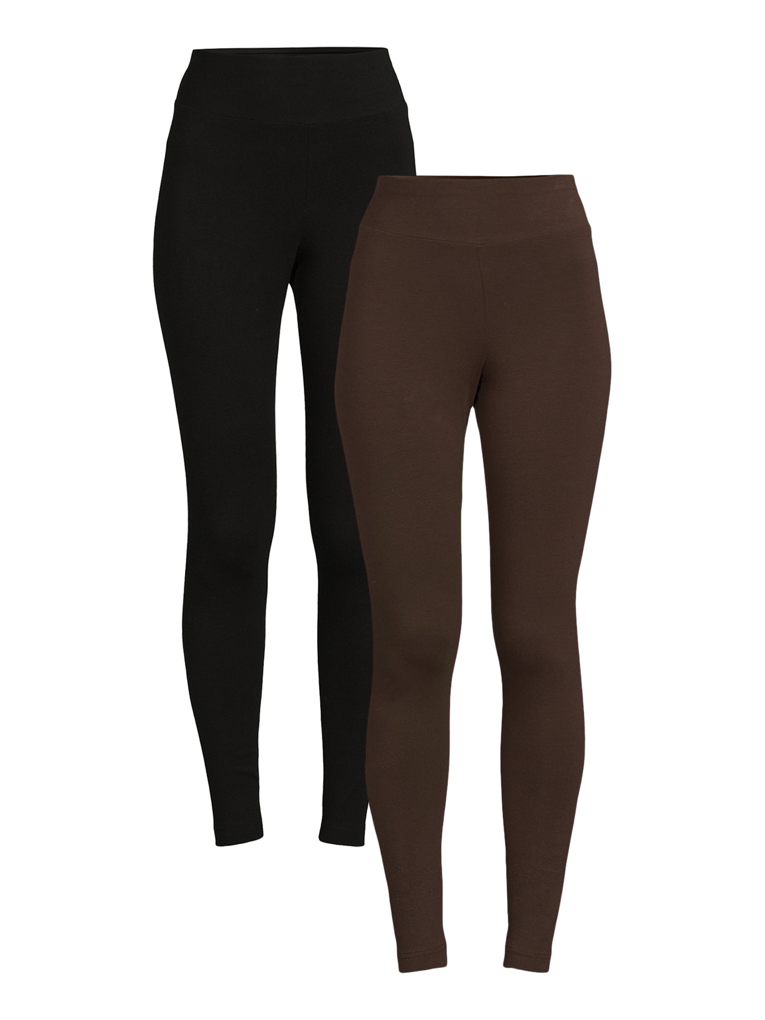 Time And Tru Women's High Rise Ankle Knit Leggings, 27" Inseam, Available in 2-Pack
