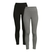 Time And Tru Women's High Rise Ankle Knit Leggings, 27" Inseam, Available in 2-Pack