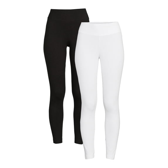 Time And Tru Women's High Rise Ankle Knit Leggings, 27" Inseam, Available in 2-Pack