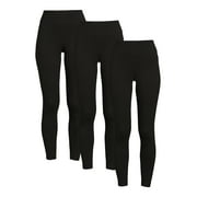 Time And Tru Women's High Rise Ankle Knit Leggings, 27" Inseam, Available in 3-Pack