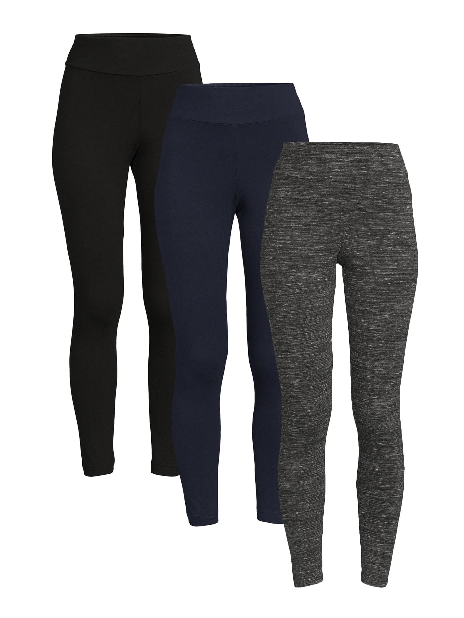 Time And Tru Women's High Rise Ankle Knit Leggings, 27 Inseam, Available  in 3-Pack 