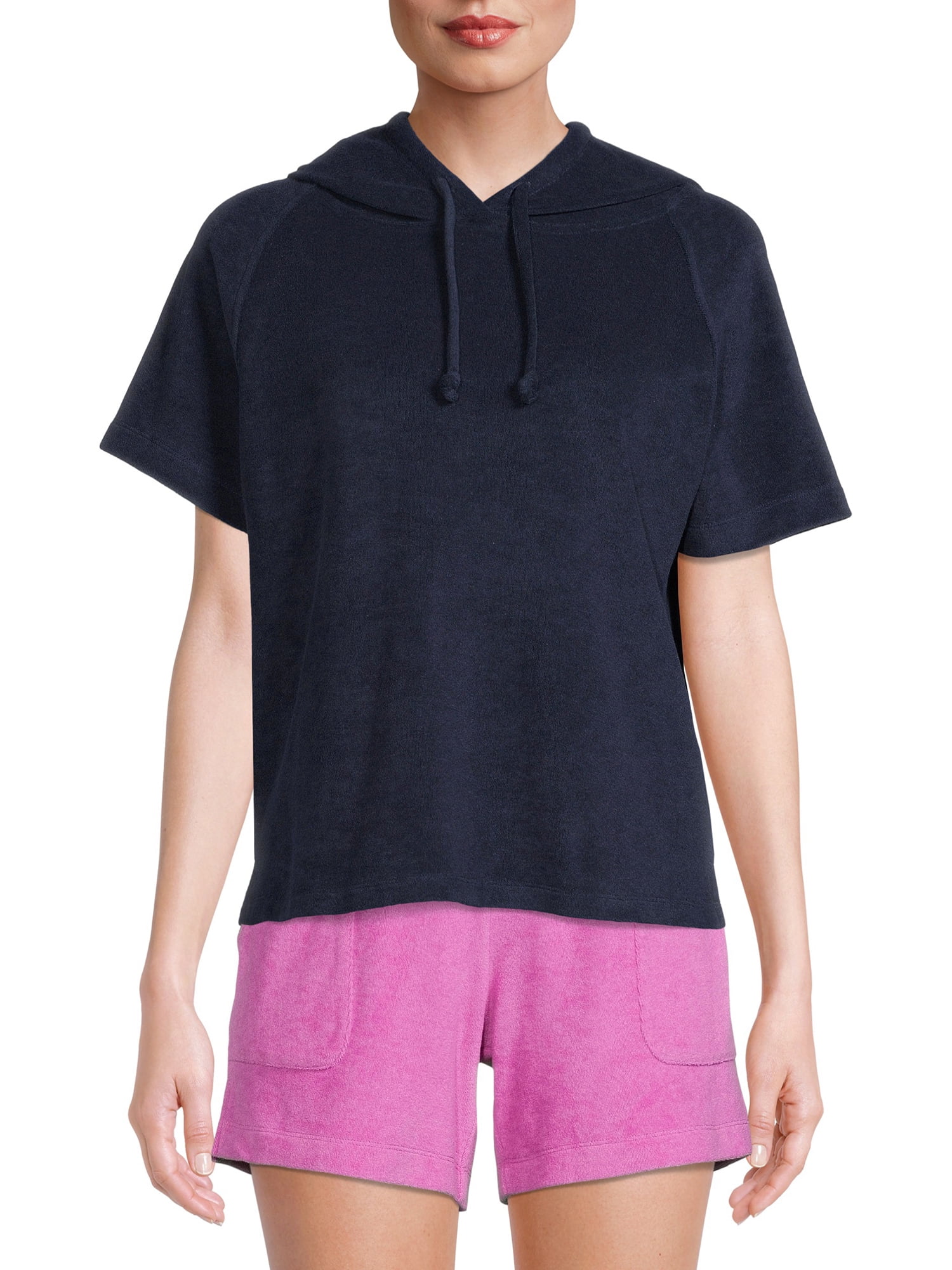 Time And Tru Women's Hoodie Sweatshirt with Short Sleeves