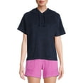 thumbnail image 1 of Time And Tru Women's Hoodie Sweatshirt with Short Sleeves, 1 of 6