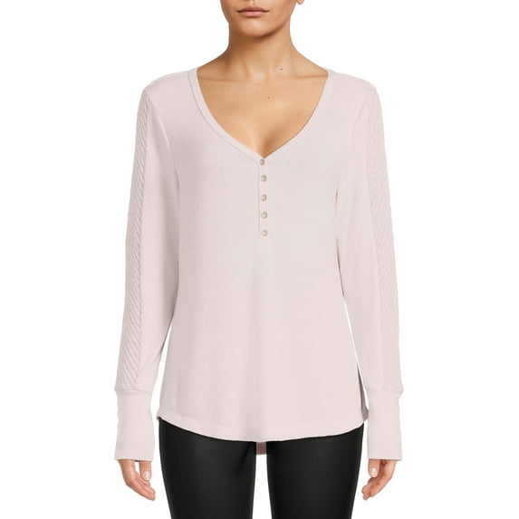Time And Tru Women's Long Sleeve Cozy Henley