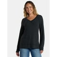 thumbnail image 1 of Time and Tru Women's and Women's Plus V Neck Tunic Sweatshirt with Long Sleeves, Sizes XS-4X, 1 of 6