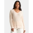 thumbnail image 1 of Time and Tru Women's and Women's Plus V Neck Tunic Sweatshirt with Long Sleeves, Sizes XS-4X, 1 of 5