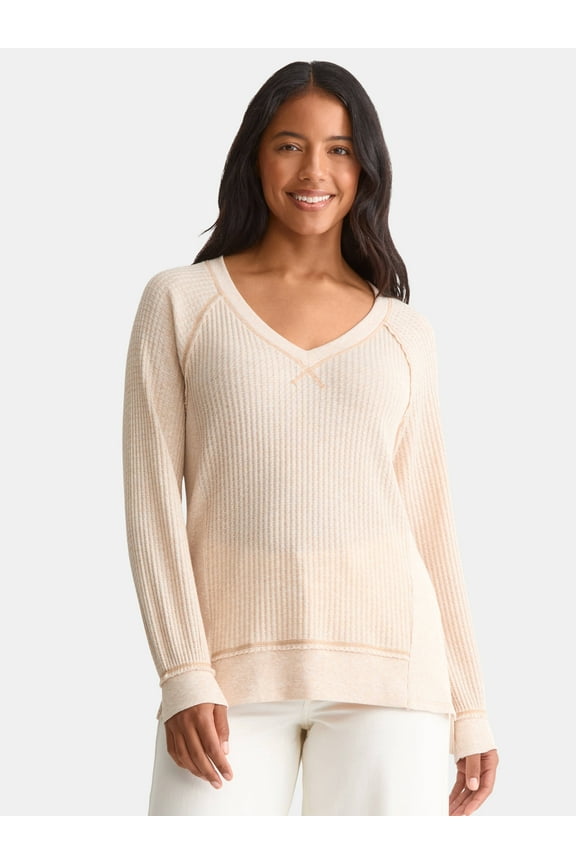 Women's and Women's Plus V Neck Tunic Sweatshirt with Long Sleeves, Sizes XS-4X