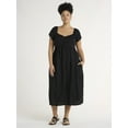 thumbnail image 1 of Time And Tru Women's Midi Dress with Flutter Sleeves, Sizes XS-XXXL, 1 of 4