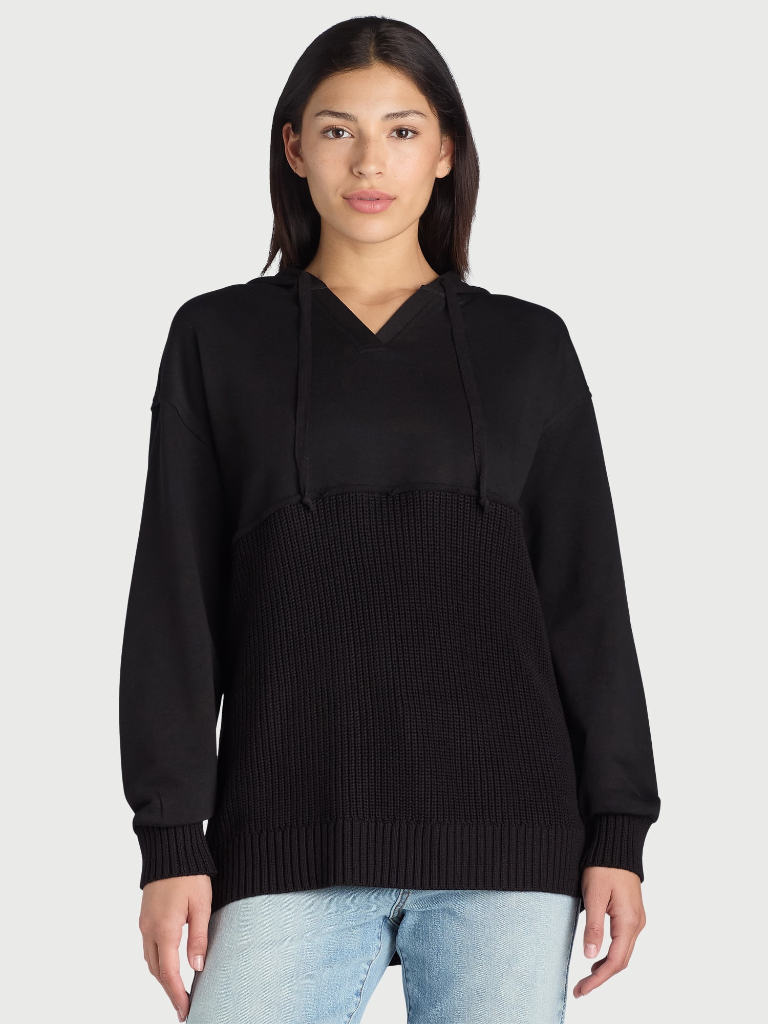 ☆ ☆ Mixed Media Sweatshirt Time And Tru Women's Mixed Media Hoodie, Sizes S-XXXL
