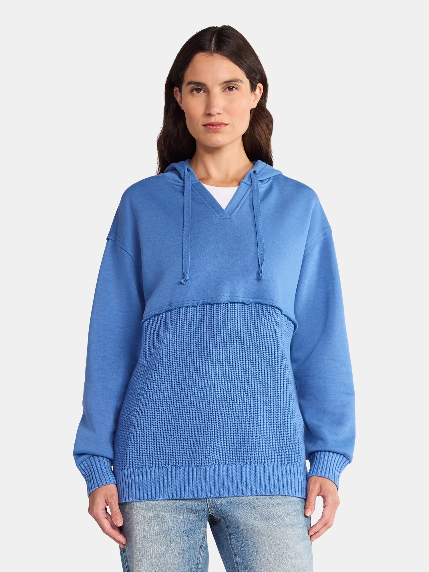 The Coupon deal of  Time and Tru Women's Mixed Media Hoodie, Sizes XS-XXXL