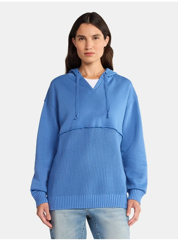 Women's Mixed Media Hoodie, Sizes XS-XXXL