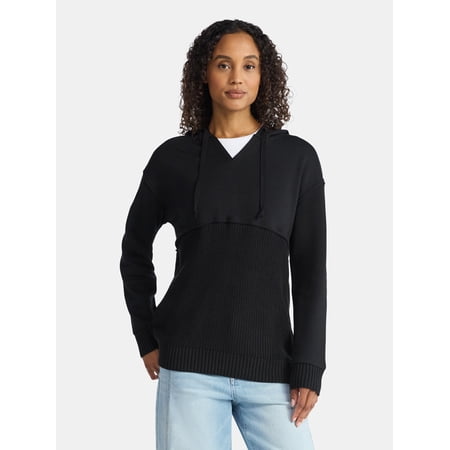 Time and Tru Women's Mixed Media Hoodie, Sizes XS-XXXL