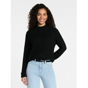 TIME AND TRU Women's Ribbed Mock Neck Sweater, Heavyweight, Sizes XS-XXXL