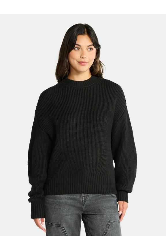 Women's Shaker Stitch Mock Neck Sweater, Midweight, Sizes XS-XXXL