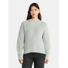 Time and Tru Women's Shaker Stitch Mock Neck Sweat
