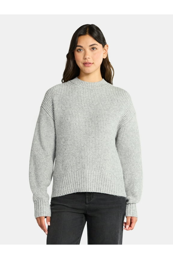 Women's Shaker Stitch Mock Neck Sweater, Midweight, Sizes XS-XXXL