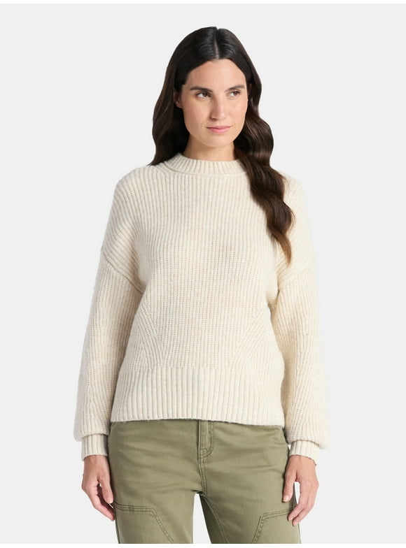 Women's Shaker Stitch Mock Neck Sweater, Midweight, Sizes XS-XXXL
