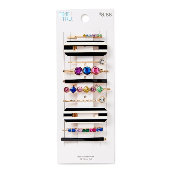 Time And Tru Women's Multi Hair Clips, 10-Pack