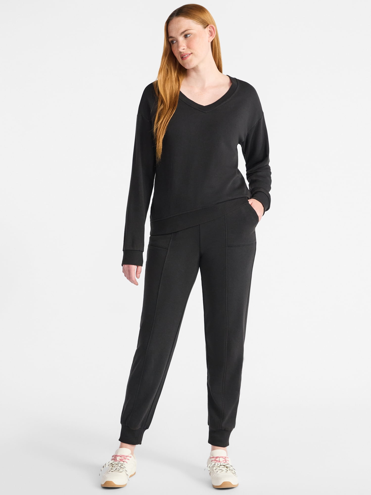 Time and Tru Women's and Women’s Plus French Terry Set, 2-Piece, Sizes XS-4X