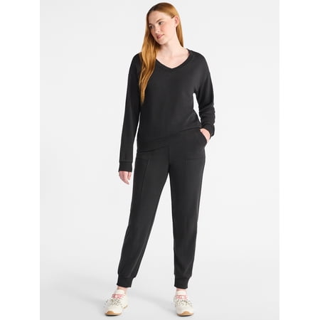 Time and Tru Women's and Women’s Plus French Terry Set, 2-Piece, Sizes XS-4X