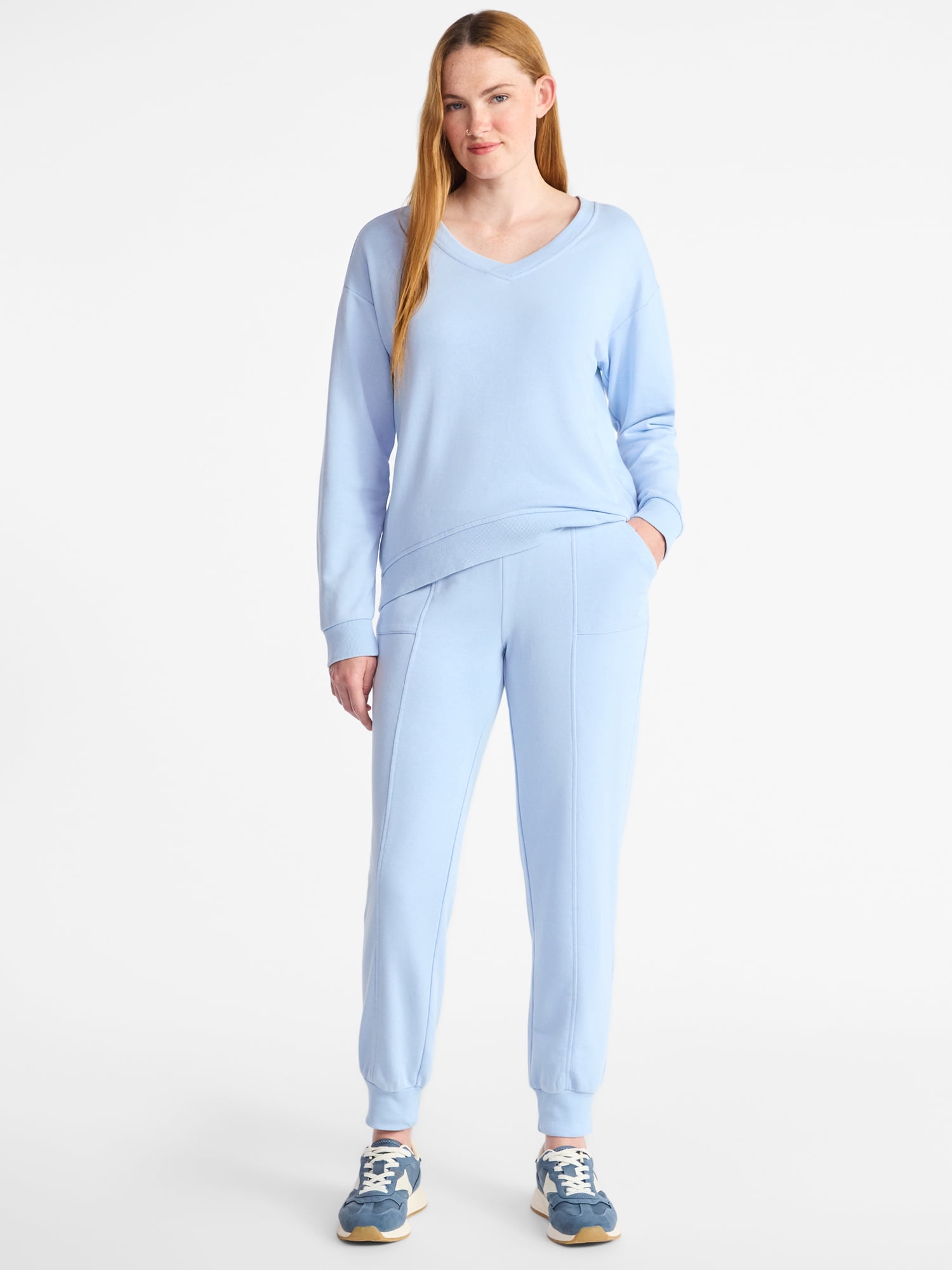 Time and Tru Women's and Women’s Plus French Terry Set, 2-Piece, Sizes XS-4X