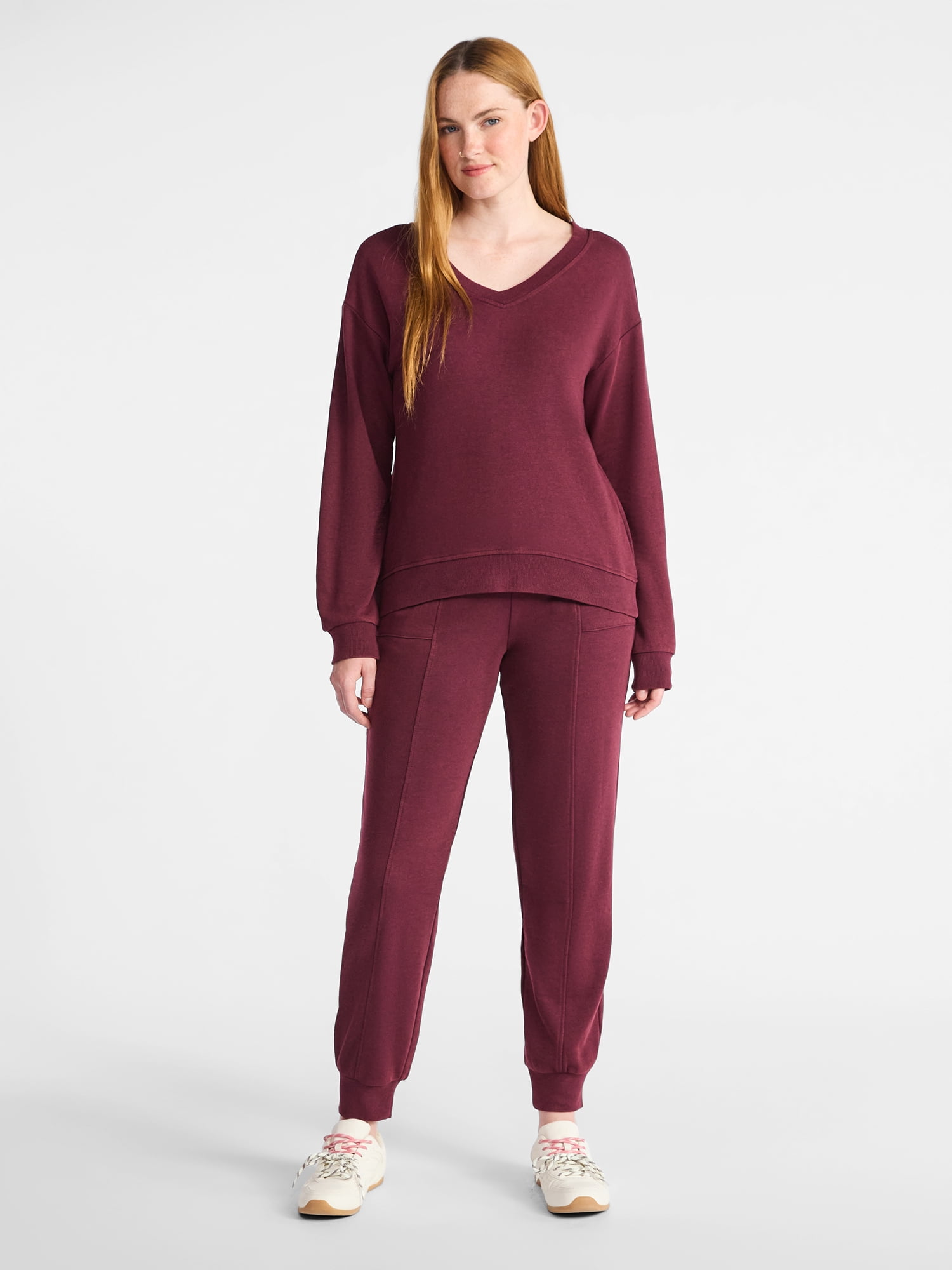 Time and Tru Women's and Women’s Plus French Terry Set, 2-Piece, Sizes XS-4X
