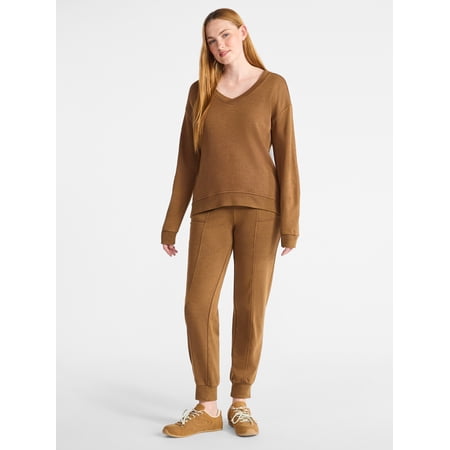 Time and Tru Women's and Women’s Plus French Terry Set, 2-Piece, Sizes XS-4X
